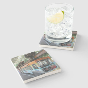 Orange Blue Wuppertal Floating Train Stone Coaster