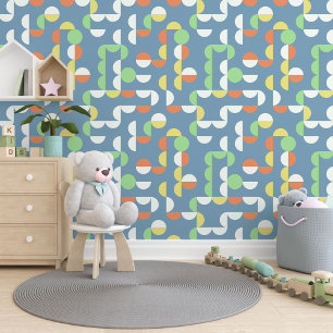 Orange Blue Yellow Mint Green Circles Art Pattern Wallpaper