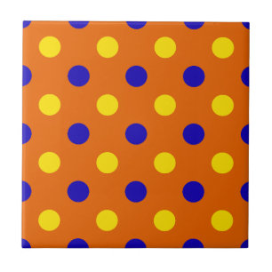 Orange Blue Yellow Polka Dots Design Ceramic Tile