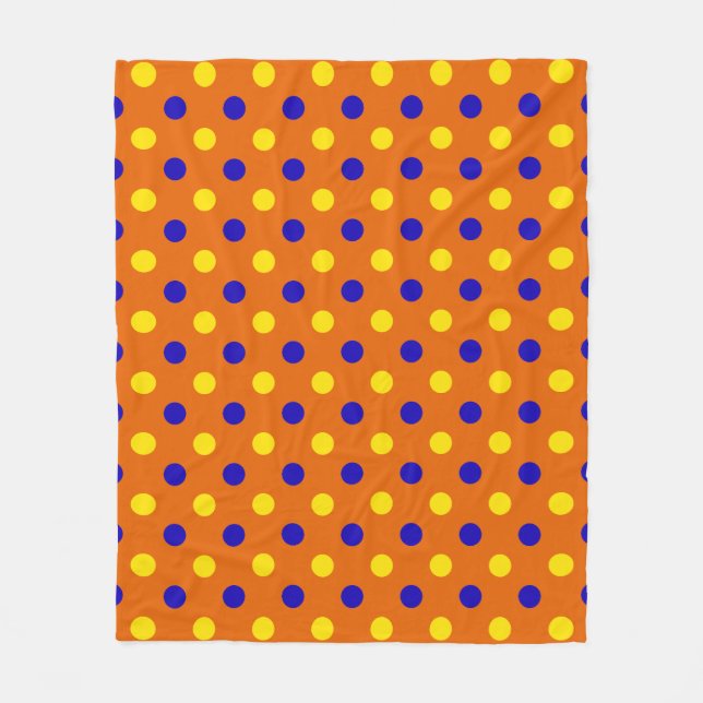 Orange Blue Yellow Polka Dots Design  Fleece Blanket (Front)