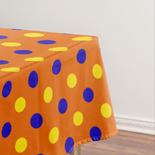 Orange Blue Yellow Polka Dots Design Tablecloth