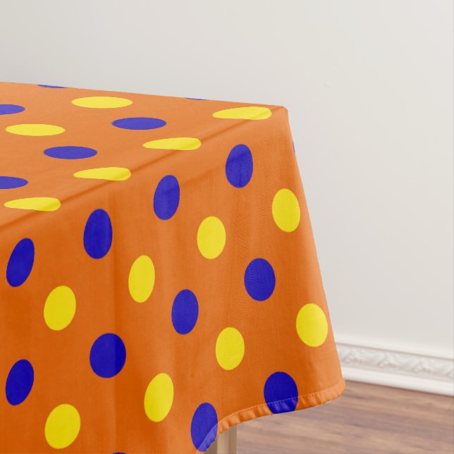 Orange Blue Yellow Polka Dots Design  Tablecloth (In Situ)