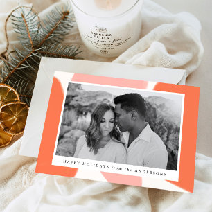 Orange & Blush Abstract Shapes Holiday Photo Card