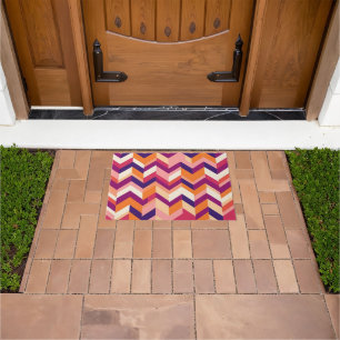Orange Blush Magenta Chevron Doormat