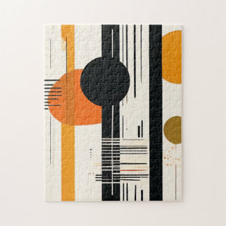 orange boho abstract circles jigsaw puzzle