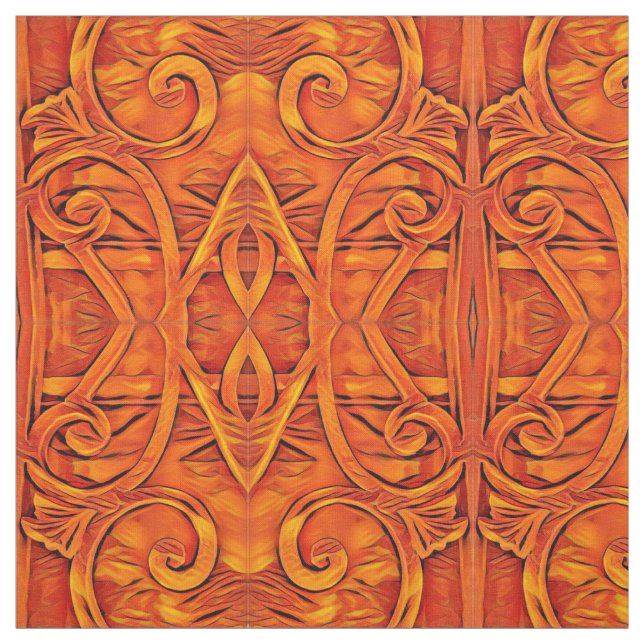 Orange BoHo Abstract Fabric (Swatch)