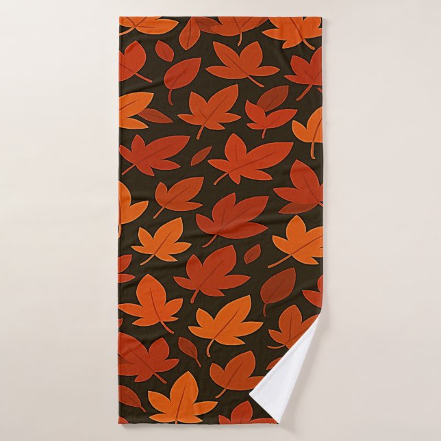 Orange Boho Autumn Leaves Bath Towel (Bath Towel)