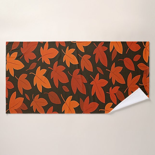 Orange Boho Autumn Leaves Bath Towel (Bath Towel)