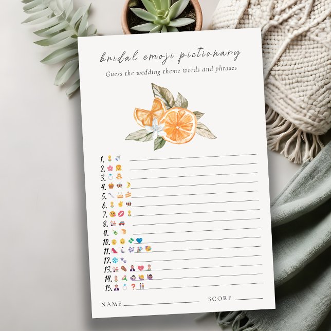Orange Boho Bridal Shower Emoji Pictionary Game (Creator Uploaded)