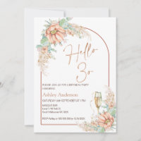 Orange Boho Cactus 30th Birthday Party Invitation