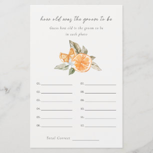 Orange Boho How Old Is Groom  Bridal Shower Game