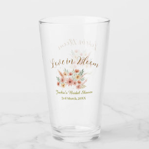 Orange boho love in Bloom bridal shower name retro Glass
