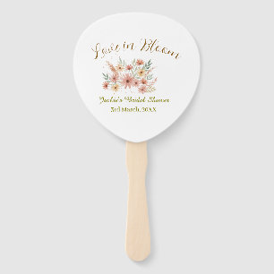 Orange boho love in Bloom bridal shower name retro Hand Fan