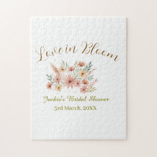 Orange boho love in Bloom bridal shower name retro Jigsaw Puzzle