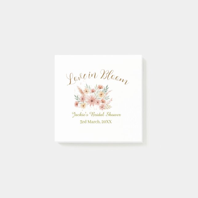 Orange boho love in Bloom bridal shower name retro Post-it Notes (Front)