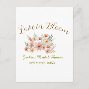 Orange boho love in Bloom bridal shower name retro Postcard