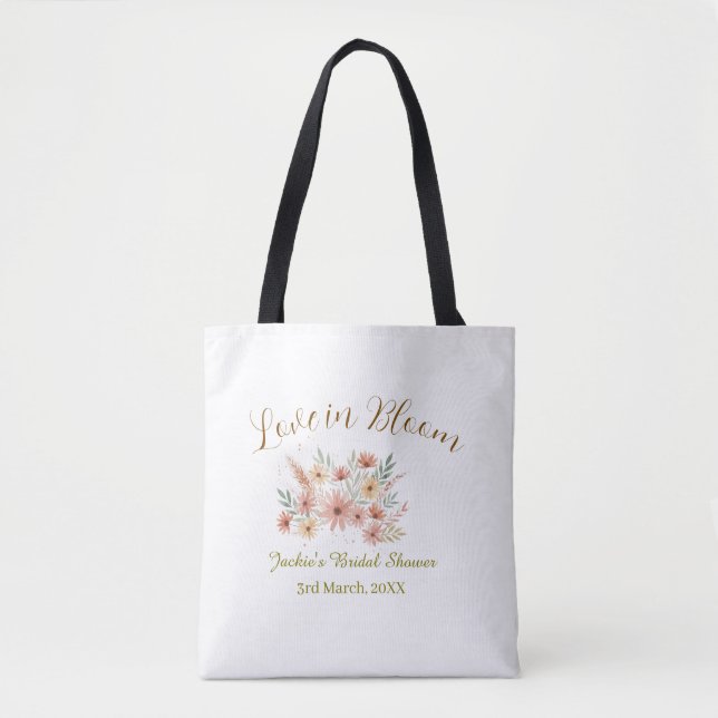 Orange boho love in Bloom bridal shower name retro Tote Bag (Front)
