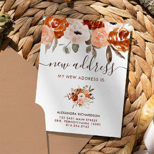 Orange Boho Rustic Floral New Address Moving Announcement Postcard