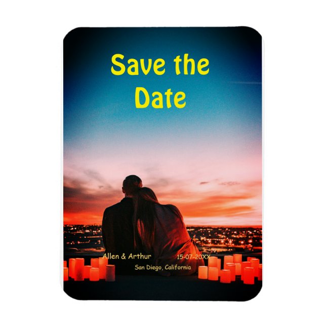 orange boho save the date QR add website name phot Magnet (Vertical)