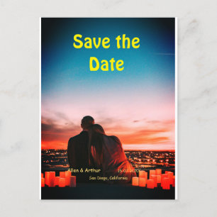 orange boho save the date QR add website name phot Postcard