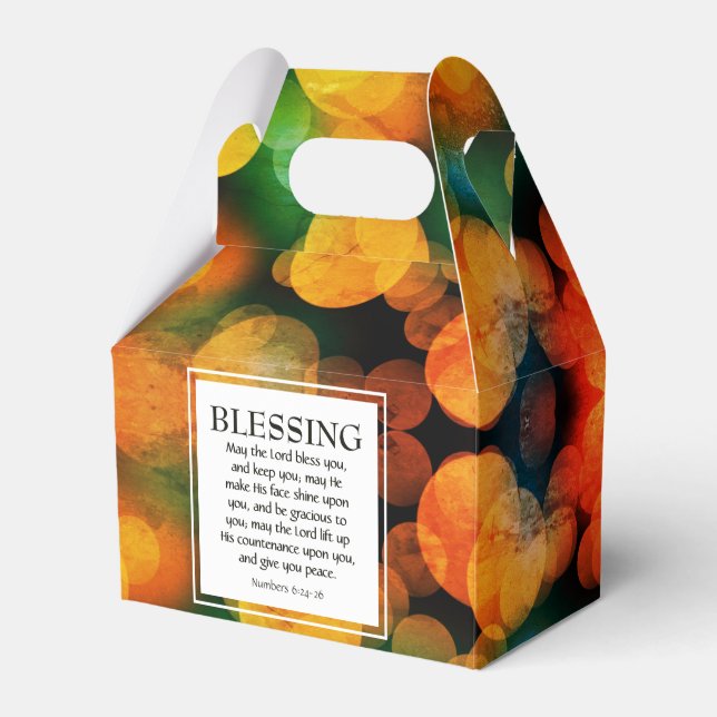 Orange Bokeh MAY THE LORD BLESS YOU Christian Favour Box (Front Side)