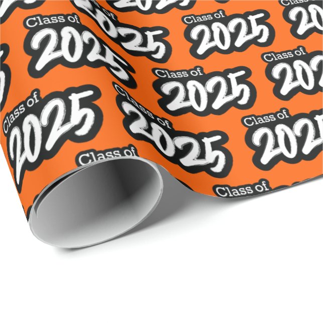 Orange Bold Brush Class of 2025 Wrapping Paper (Roll Corner)