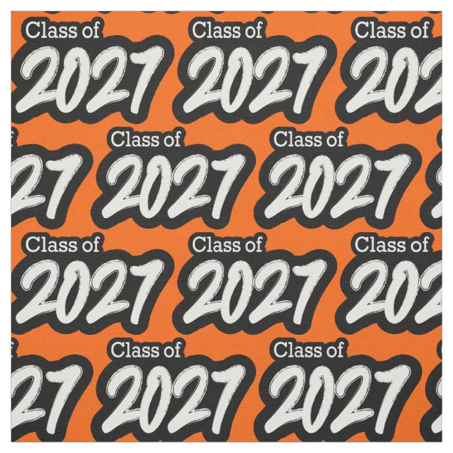 Orange Bold Brush Class of 2027 Fabric (Swatch)