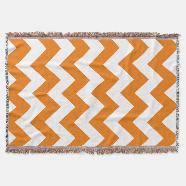 Orange Bold Chevron Throw Blanket (Front)
