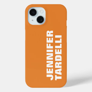 Orange Bold Minimalist Modern Elegant Add Name iPhone 15 Case