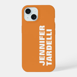 Orange Bold Minimalist Modern Elegant Add Name iPhone 15 Case