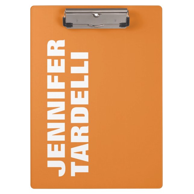 Orange Bold Minimalist Modern Elegant Professional Clipboard (Front)