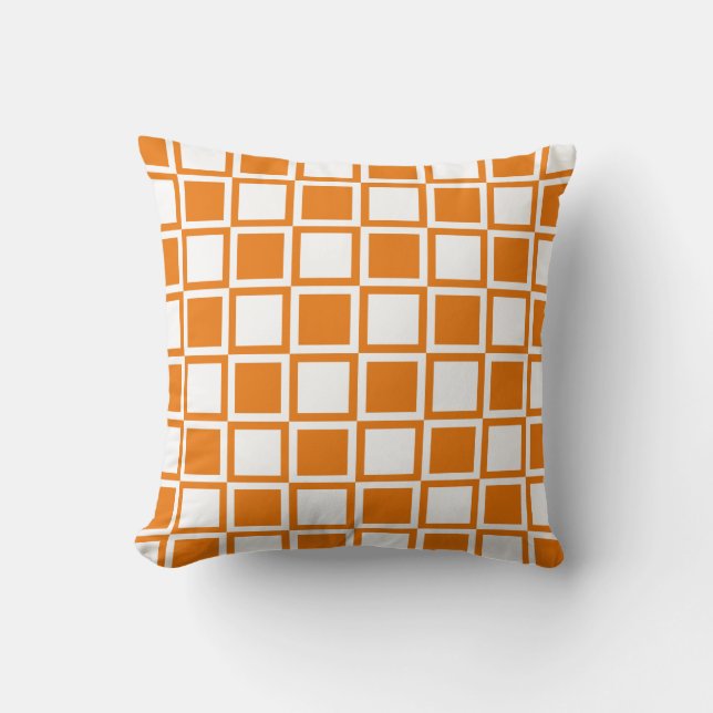 Orange Bold Mod Squares Cushion (Front)