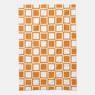 Orange Bold Mod Squares Tea Towel