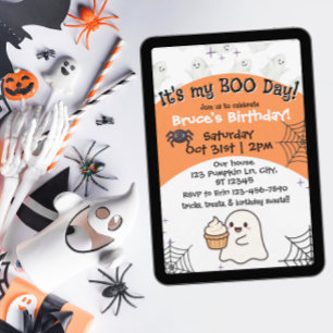 Orange Boo day birthday Invitation
