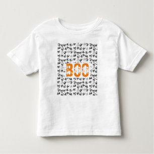 Orange Boo Halloween Spooky Skull Pattern Toddler T-Shirt
