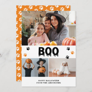 Orange Boo Pet Photo Happy Halloween Card