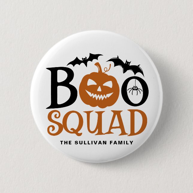 Orange Boo Squad Spooky Lettering Halloween 6 Cm Round Badge (Front)