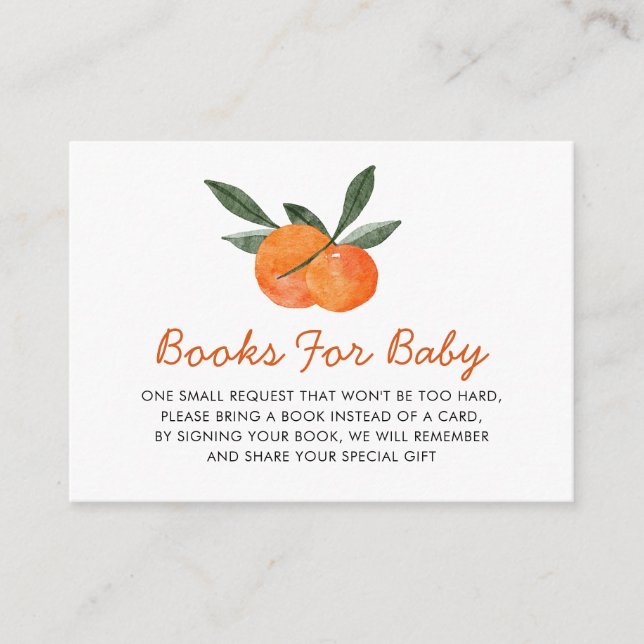 Orange Book Request Baby Shower Enclosure Card (Front)