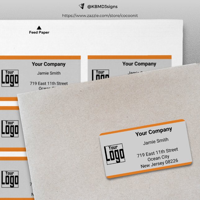 Orange Border Custom Logo Grey Company Address Label (Orange Border Custom Logo Gray Company Address Label)
