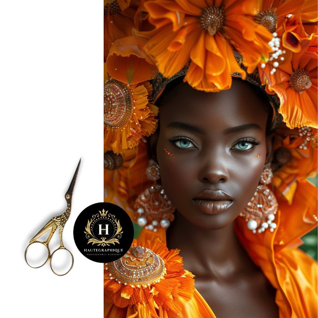 Orange Botanical African American Woman Decoupage  Tissue Paper (Creator Uploaded)