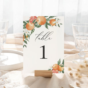 Orange Botanical Citrus Mode Wedding Table Number