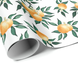 Orange Botanical Summer Citrus Amalfi Coast Wrapping Paper