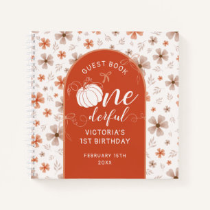 ORANGE BOW & ARCH FALL PUMPKIN FLOWERS BIRTHDAY NOTEBOOK