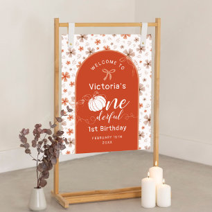 ORANGE BOW & ARCH FALL PUMPKIN FLOWERS BIRTHDAY POSTER