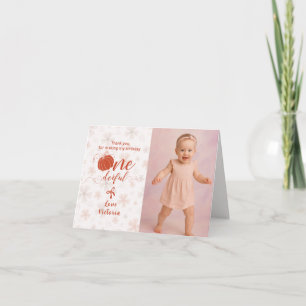 ORANGE BOW & ARCH FALL PUMPKIN FLOWERS BIRTHDAY THANK YOU CARD