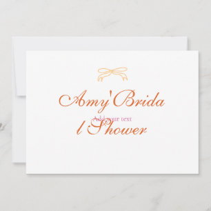 Orange bow bridal shower bold retro hand drawn nam invitation