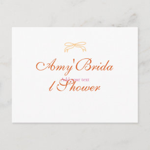 Orange bow bridal shower bold retro hand drawn nam postcard