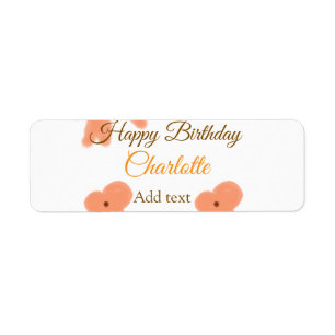 Orange bow flower pastel watercolor birthday name return address label