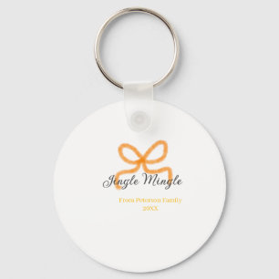 Orange bow jingle Mingle retro boho family namdate Key Ring