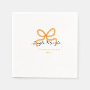 Orange bow jingle Mingle retro boho family namdate Napkin